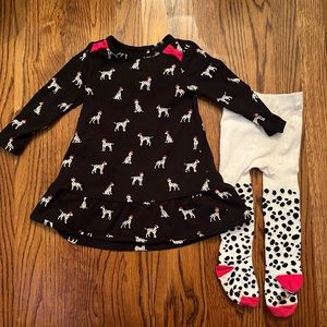 Gymboree Girls Dalmatian Dog Dress &Tights Sz 2t